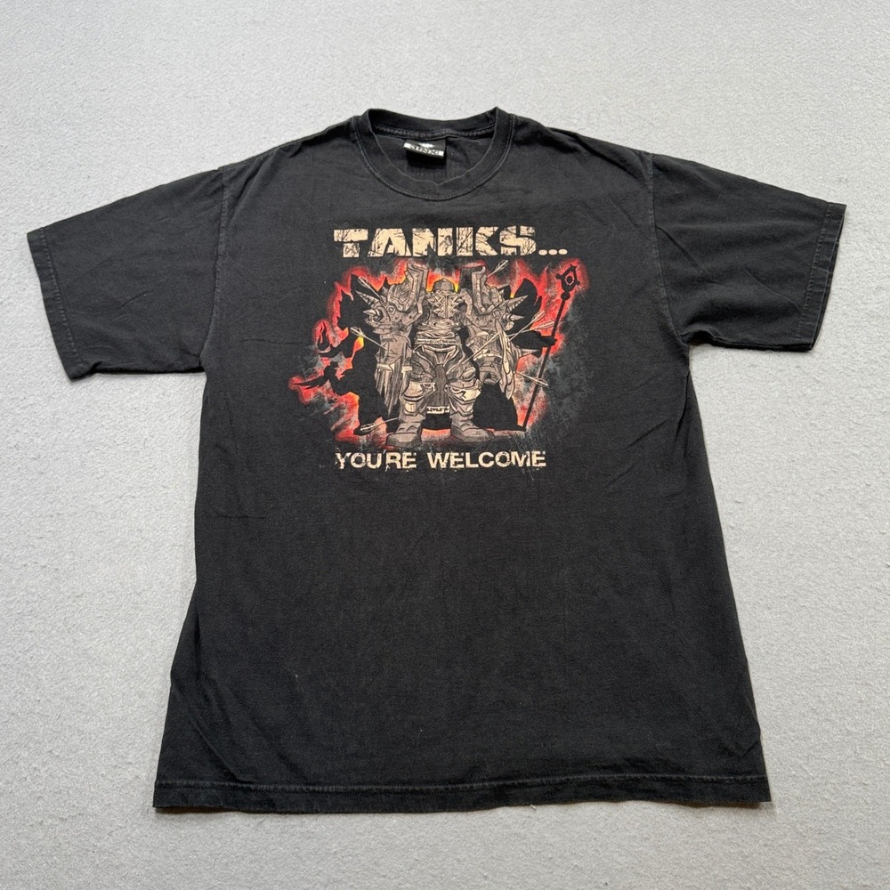World Of Warcraft T-Shirt Men's Medium Black Tanks You're Welcome Blizzard Y2K